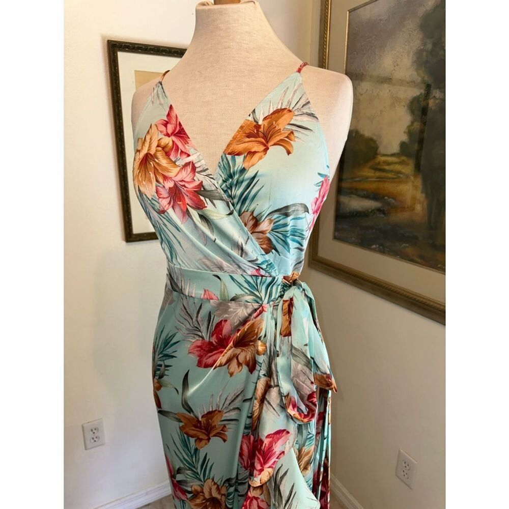 VENUS Maxi Dress Vibrant Floral True Wrap Ruffle Front Size 6 - Picture 4 of 13